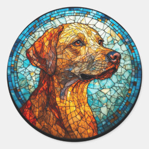 Pegatina Redonda Perro Mosaico Colorido
