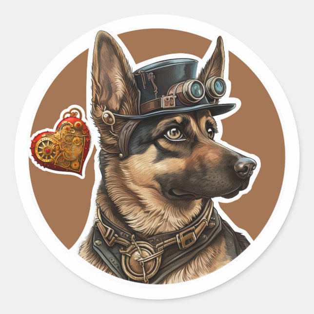 Pegatina Redonda Perro pastor alemán (Anverso)