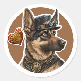 Pegatina Redonda Perro pastor alemán