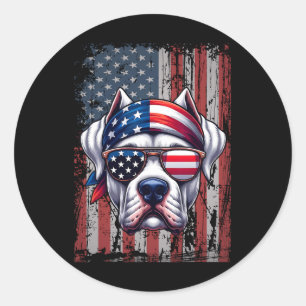 Pegatina Redonda Perro patriótico perro argentino ama la bandera de