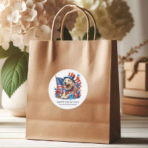 Perro Patriótico Top Hat Red White Blue Stars Stri