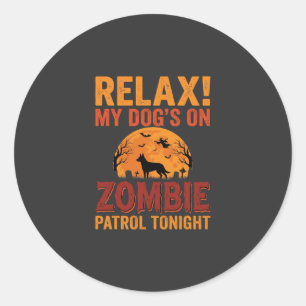 Pegatina Redonda Perro Patrulla Zombie Halloween