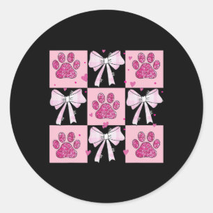 Pegatina Redonda Perro Paw comprobado Valentine Coquette