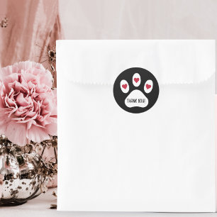 Pegatina Redonda Perro Paw con corazón, gracias Personalizado Minim