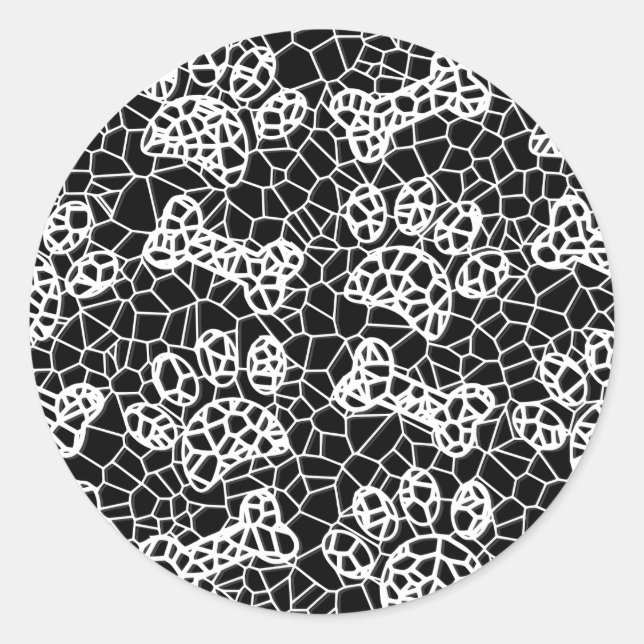 Pegatina Redonda Perro Paws and Bones Faux Lace Art Print (Anverso)