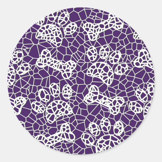 Pegatina Redonda Perro Paws and Bones Faux Lace Art Print (Anverso)