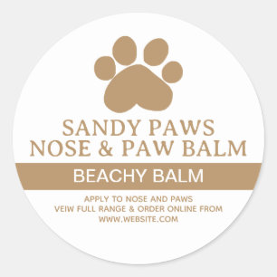 Pegatina Redonda Perro Pequeña empresa Hogar PAW BALM