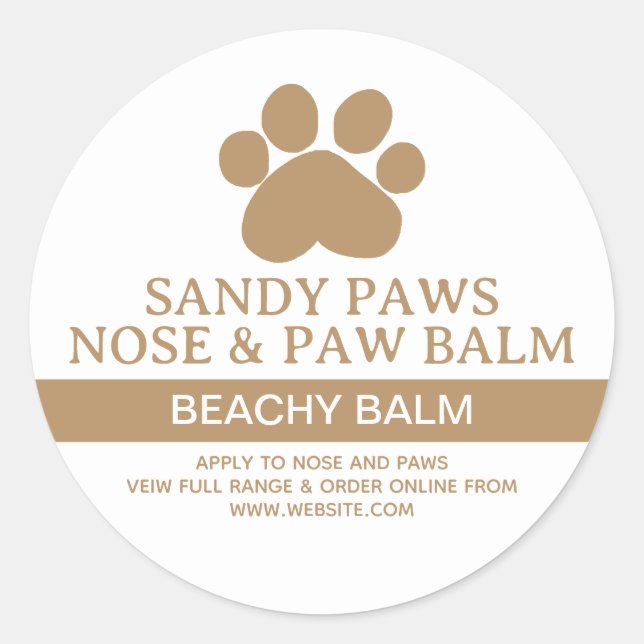 Pegatina Redonda Perro Pequeña empresa Hogar PAW BALM (Anverso)