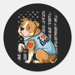 Pegatina Redonda Perro Pitbull Que Amo A Papá Tattoo Familia Funny