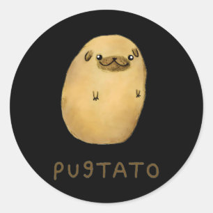 Pegatina Redonda Perro Pugtato Regalo Gracioso