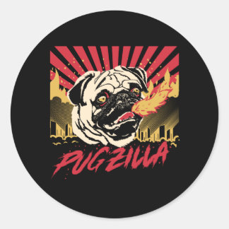 Pegatina Redonda Perro Pugzilla Pug Pug Dulce Pug Pug Perro