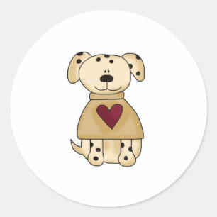 Pegatina Redonda Perro puntiagudo con corazón