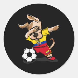 Pegatina Redonda Perro que se tambalea Jersey para aficionados al f
