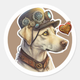 Pegatina Redonda Perro recuperador de Labrador