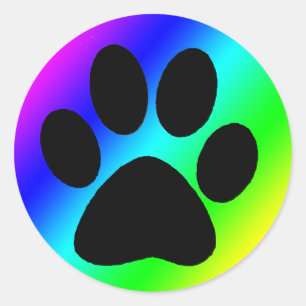 Pegatina Redonda Perro redondo Paw.png del arco iris