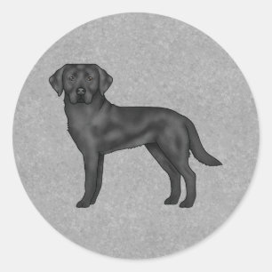 Pegatina Redonda Perro Retriever Labrador Negro Canino Lindo Gris