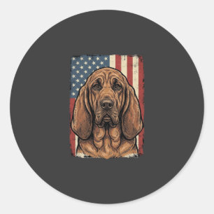 Pegatina Redonda Perro Sabueso Patriótico Arte de la Bandera Americ
