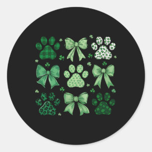 Pegatina Redonda Perro San Patricio Coquette Pata Paddy's Irlandés 