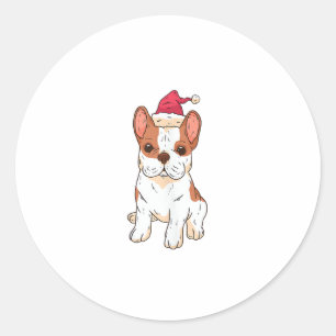 Pegatina Redonda Perro Santa Hat - Navidades divertidos _3