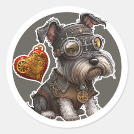 Pegatina Redonda Perro Schnauzer en miniatura