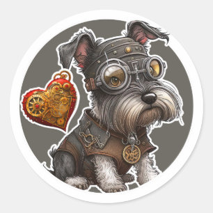 Pegatina Redonda Perro Schnauzer en miniatura