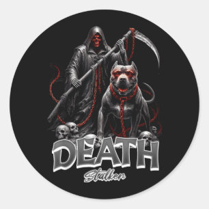 Pegatina Redonda Perro Segador de la Muerte Halloween