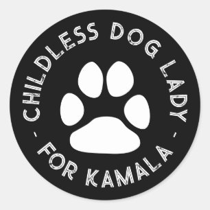 Pegatina Redonda Perro sin hijos Lady para kamala graciosa pata de