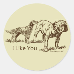 Pegatina Redonda Perro Sniffs Butt