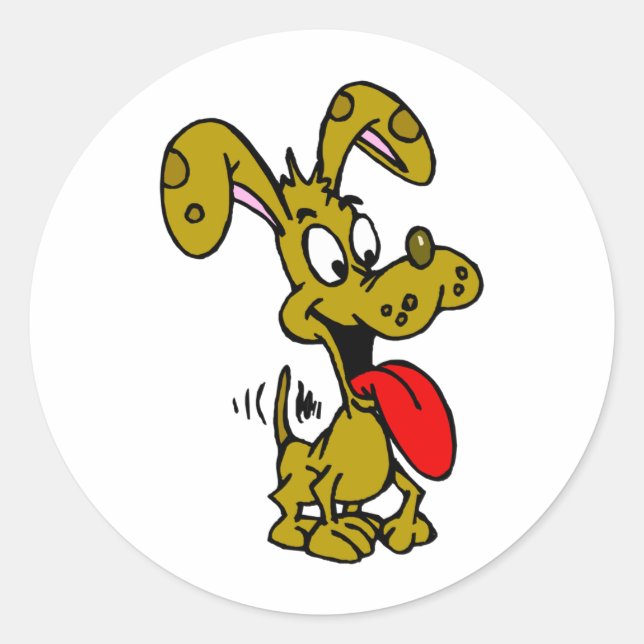 Pegatina Redonda Perro tonto (Anverso)