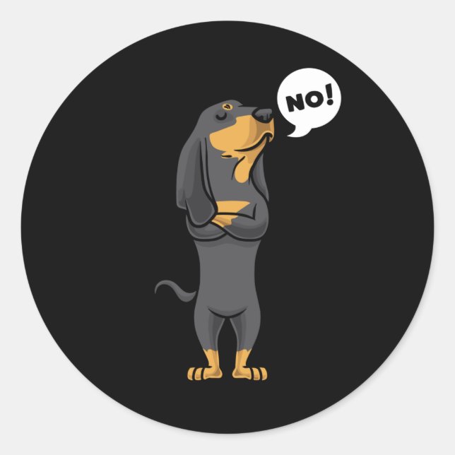 Pegatina Redonda Perro trabado negro y moreno (Anverso)