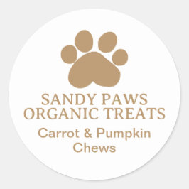 Pegatina Redonda Perro trata a pequeños regalos caseros de negocios