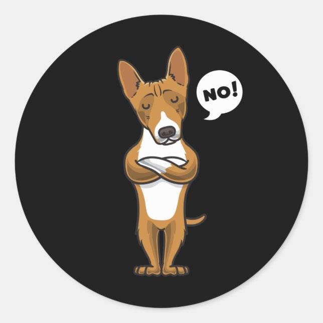 Pegatina Redonda Perro trinitense basenji divertido (Anverso)