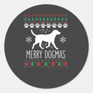 Pegatina Redonda Perro Vector Navidad Dogmas Alegres