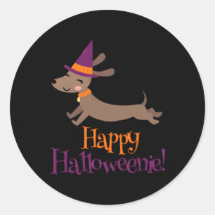 Pegatina Redonda Perro Vienés Halloween Esqueleto Amante Dachshund 