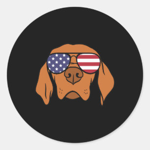Pegatina Redonda Perro Vizsla Húngaro 4 De Julio