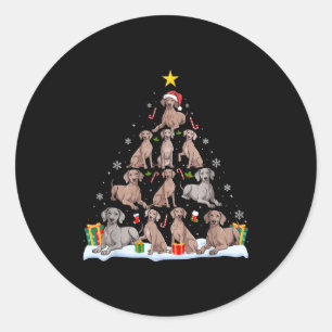 Pegatina Redonda Perro Weimaraner árbol de Navidad Xmas Amante de l