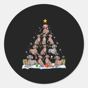 Pegatina Redonda Perro Weimaraner árbol de Navidad Xmas Amantes de