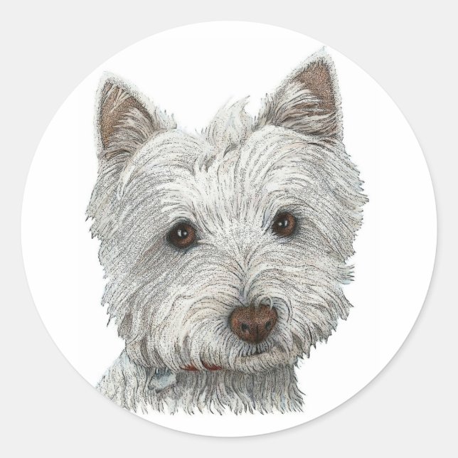 Pegatina Redonda Perro Westie (Anverso)