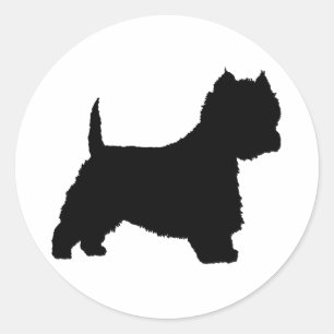 Pegatina Redonda Perro Westie (negro)