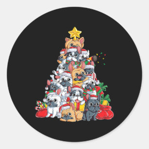 Pegatina Redonda Perros adorables Navidades felices Perros gracioso