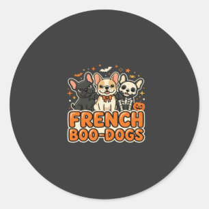 Pegatina Redonda Perros Boo Franceses Diseño de Bulldog Francés de