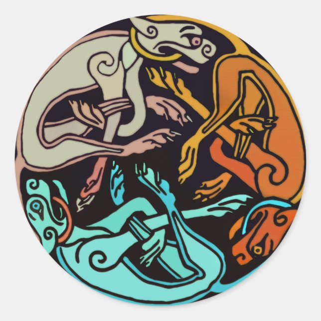 Pegatina Redonda Perros celtas (Anverso)