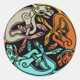 Pegatina Redonda Perros celtas