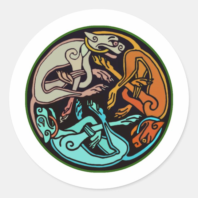 Pegatina Redonda Perros celtas (Anverso)