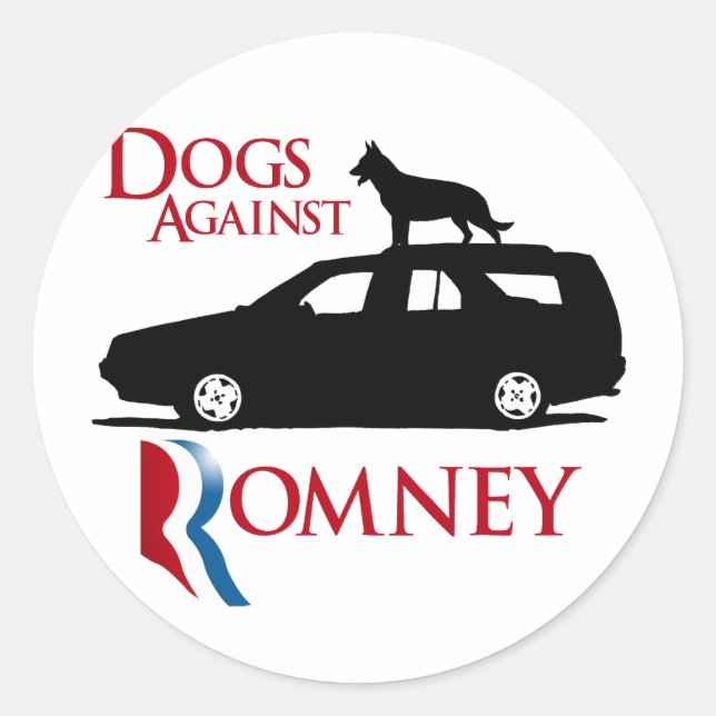Pegatina Redonda Perros contra Romney -.png (Anverso)