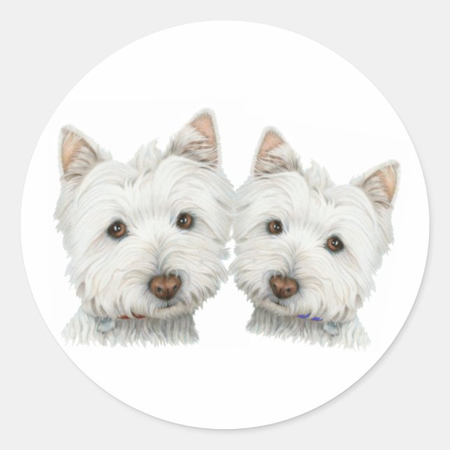 Pegatina Redonda Perros Cute Westie (Anverso)