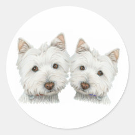 Pegatina Redonda Perros Cute Westie