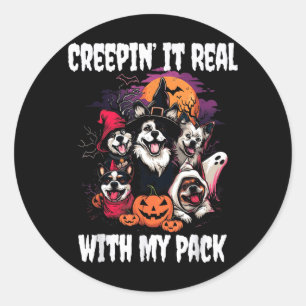 Pegatina Redonda Perros de Halloween