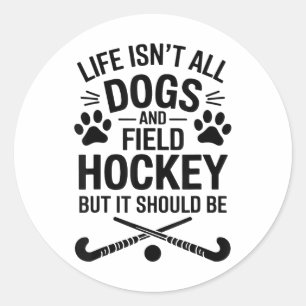 Pegatina Redonda Perros de Hockey sobre Césped Divertidos Hockey so