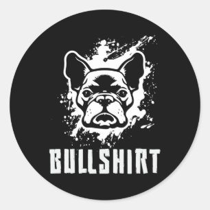 Pegatina Redonda Perros de perro de la camiseta del Bulldog francés